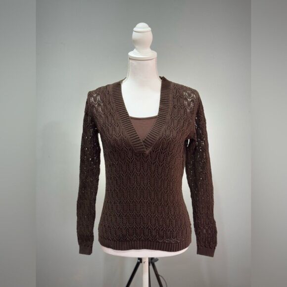 Brown Talbots Knit Sweater and Tank Set Size SP EUC - Picture 1 of 7